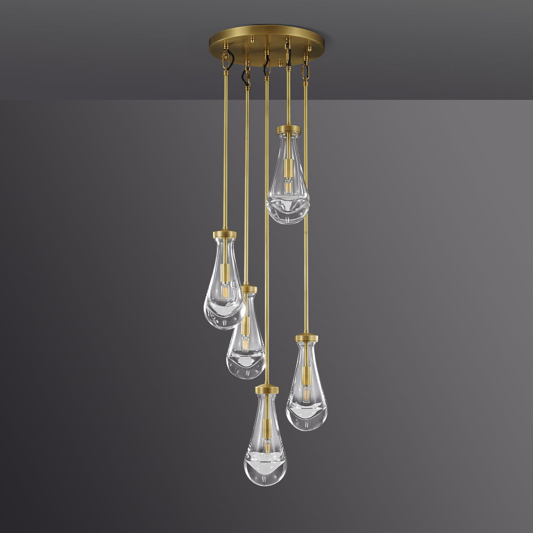 Raindrop Round Bedroom Chandelier 5 Lights 14"D