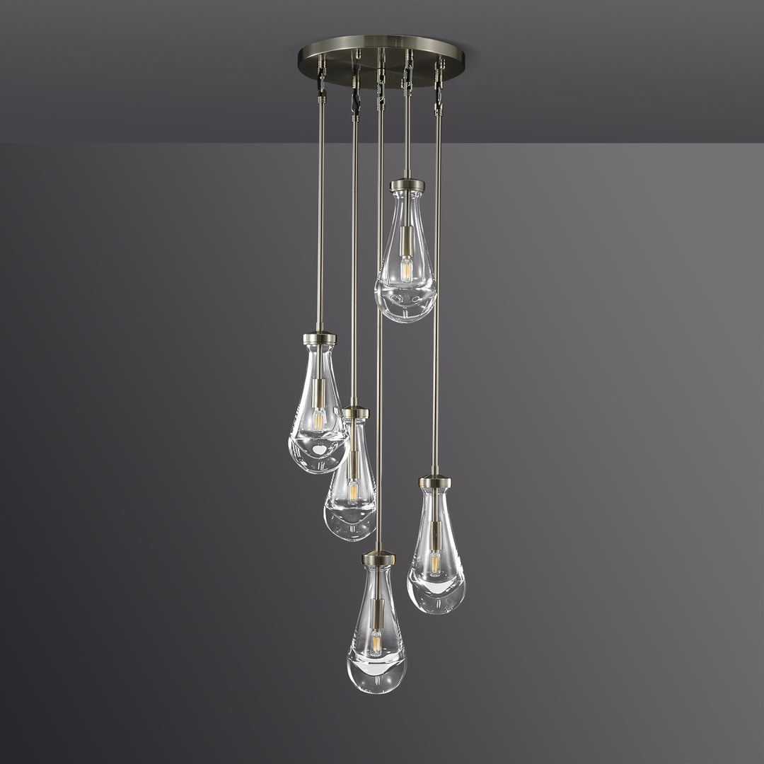 Raindrop Round Bedroom Chandelier 5 Lights 14"D