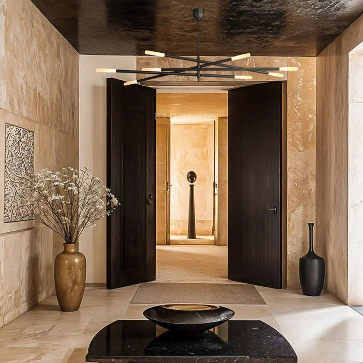 Ralap 8-Light Mobile Etched Rod Chandelier