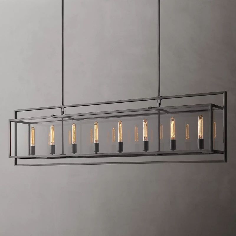 Randy Glass Lantern Rectangular Dining Room Chandelier 72"