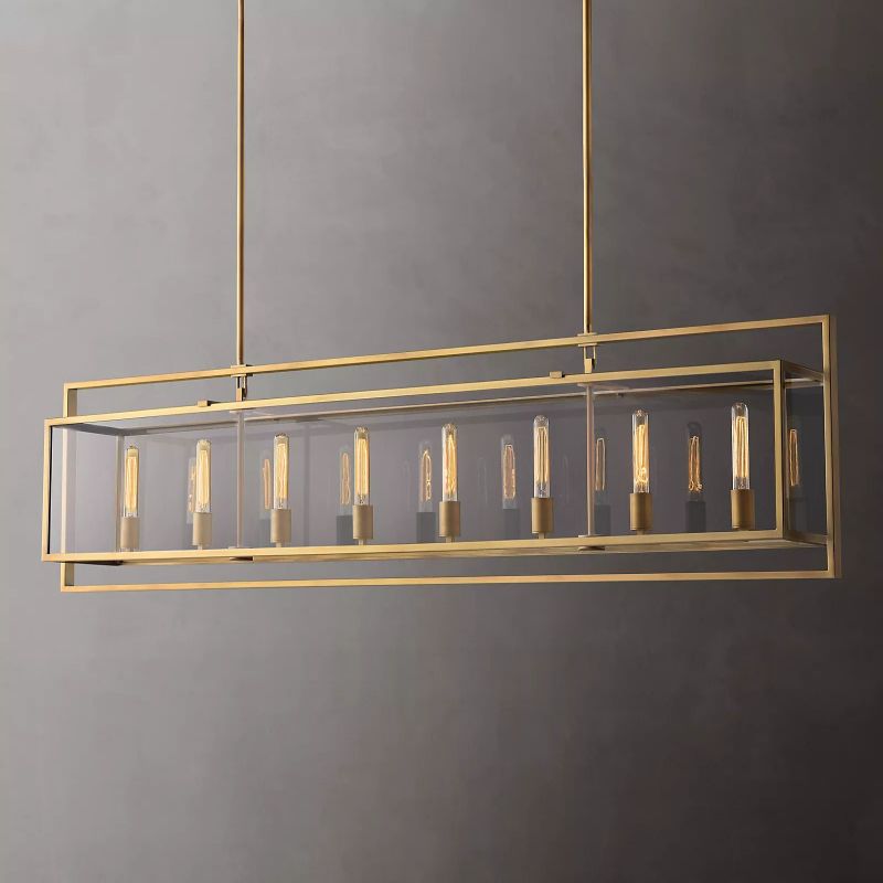 Randy Glass Lantern Rectangular Dining Room Chandelier 72"
