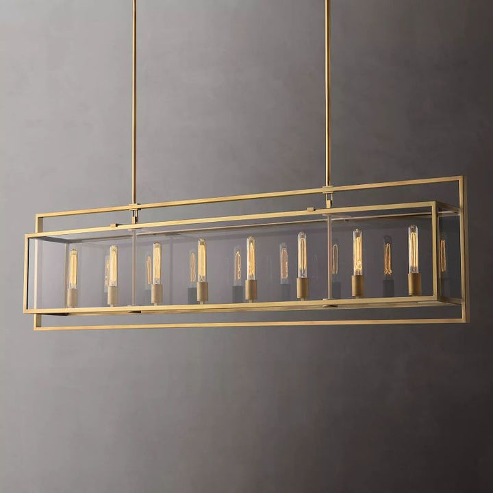 Randy Glass Lantern Rectangular Dining Room Chandelier 72"