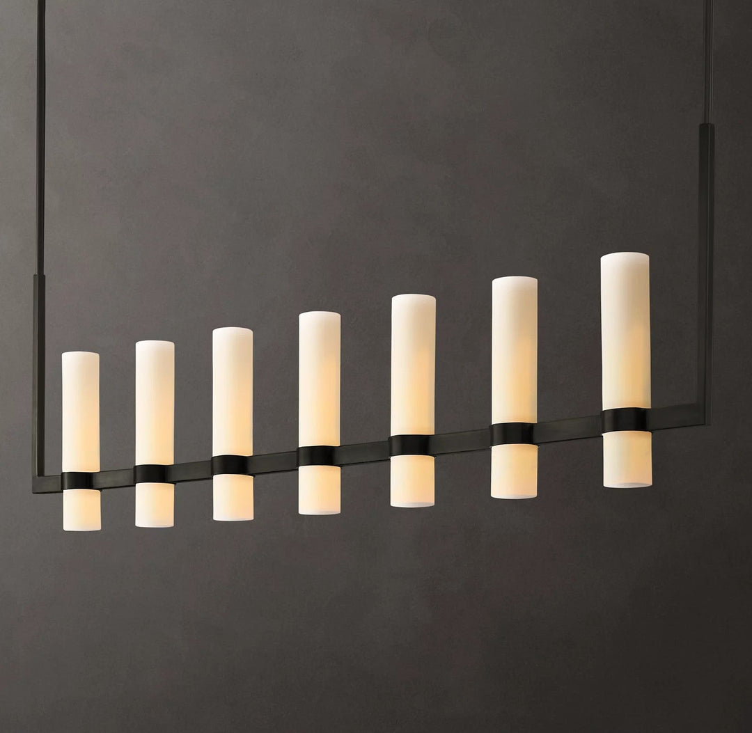 Rata Linear Milk Glass Chandelier 59"