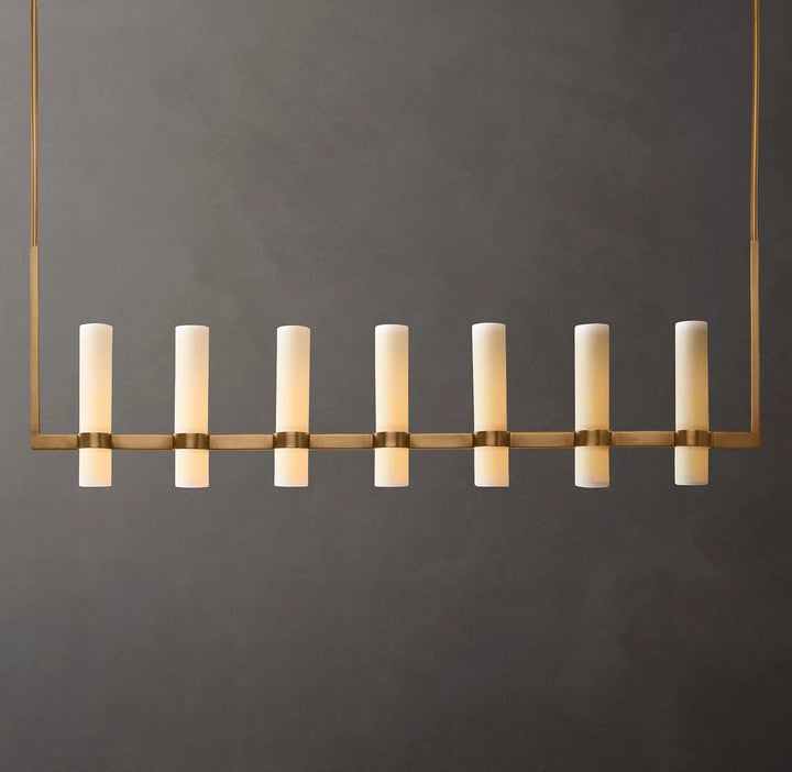 Rata Linear Milk Glass Chandelier 59"