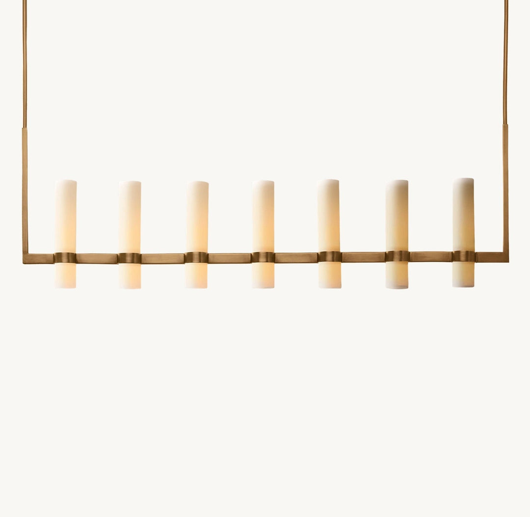 Rata Linear Milk Glass Chandelier 59"