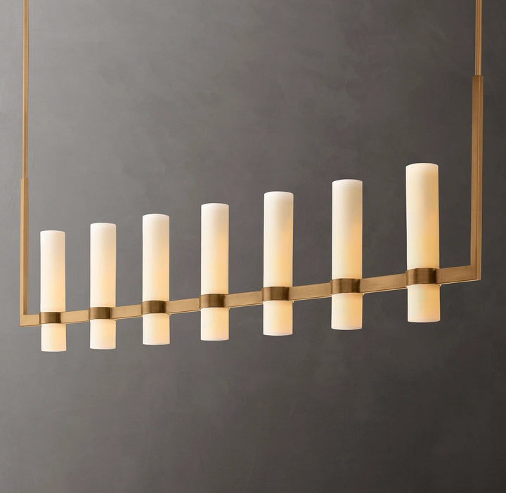 Rata Linear Milk Glass Chandelier 59"