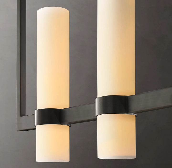 Rata Linear Milk Glass Chandelier 59"
