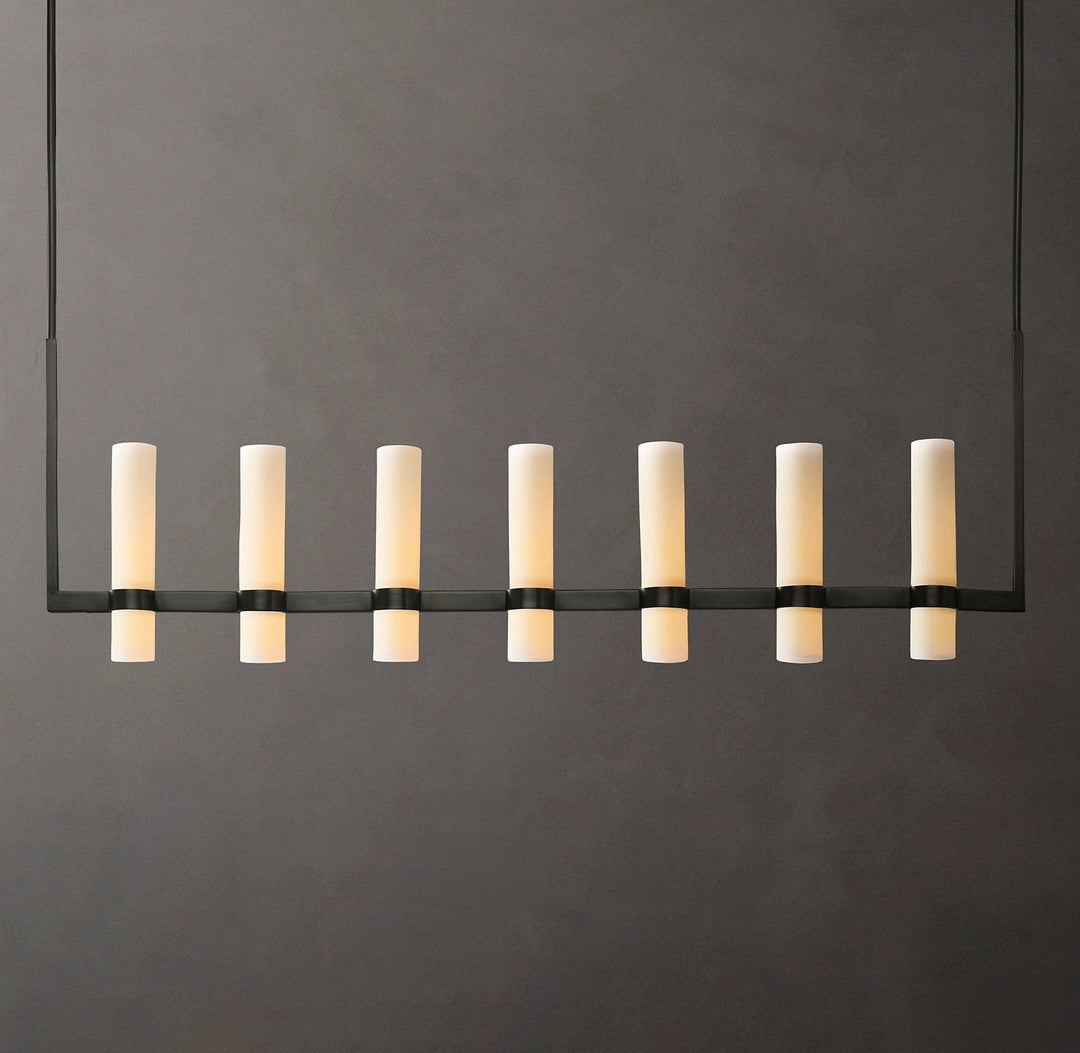 Rata Linear Milk Glass Chandelier 59"
