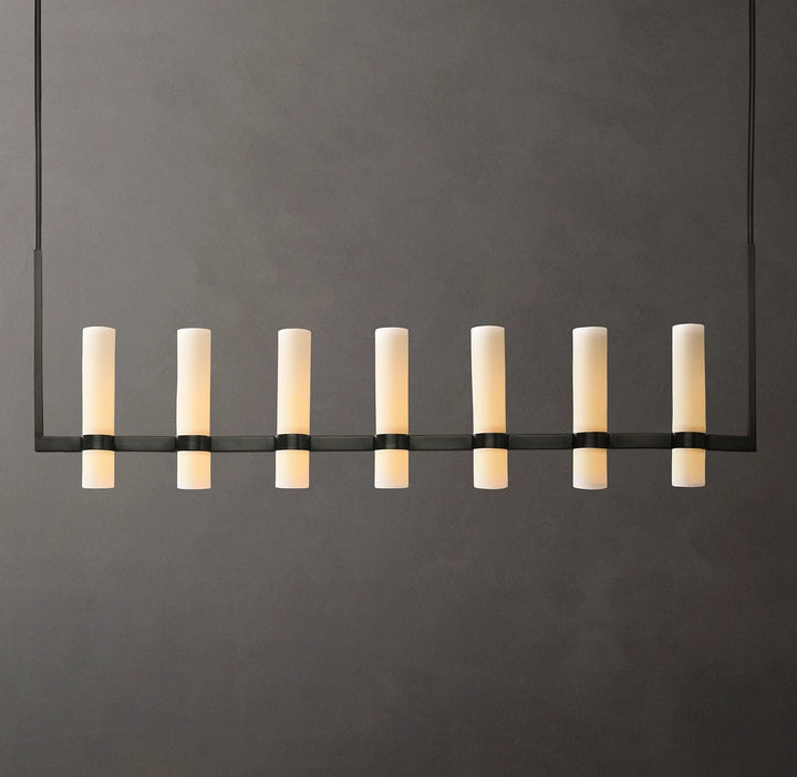 Rata Linear Milk Glass Chandelier 59"