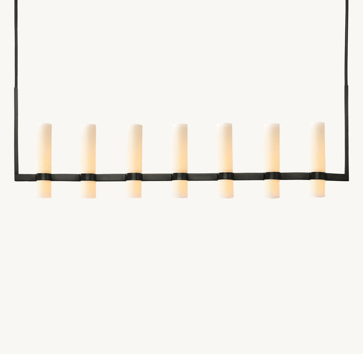 Rata Linear Milk Glass Chandelier 59"