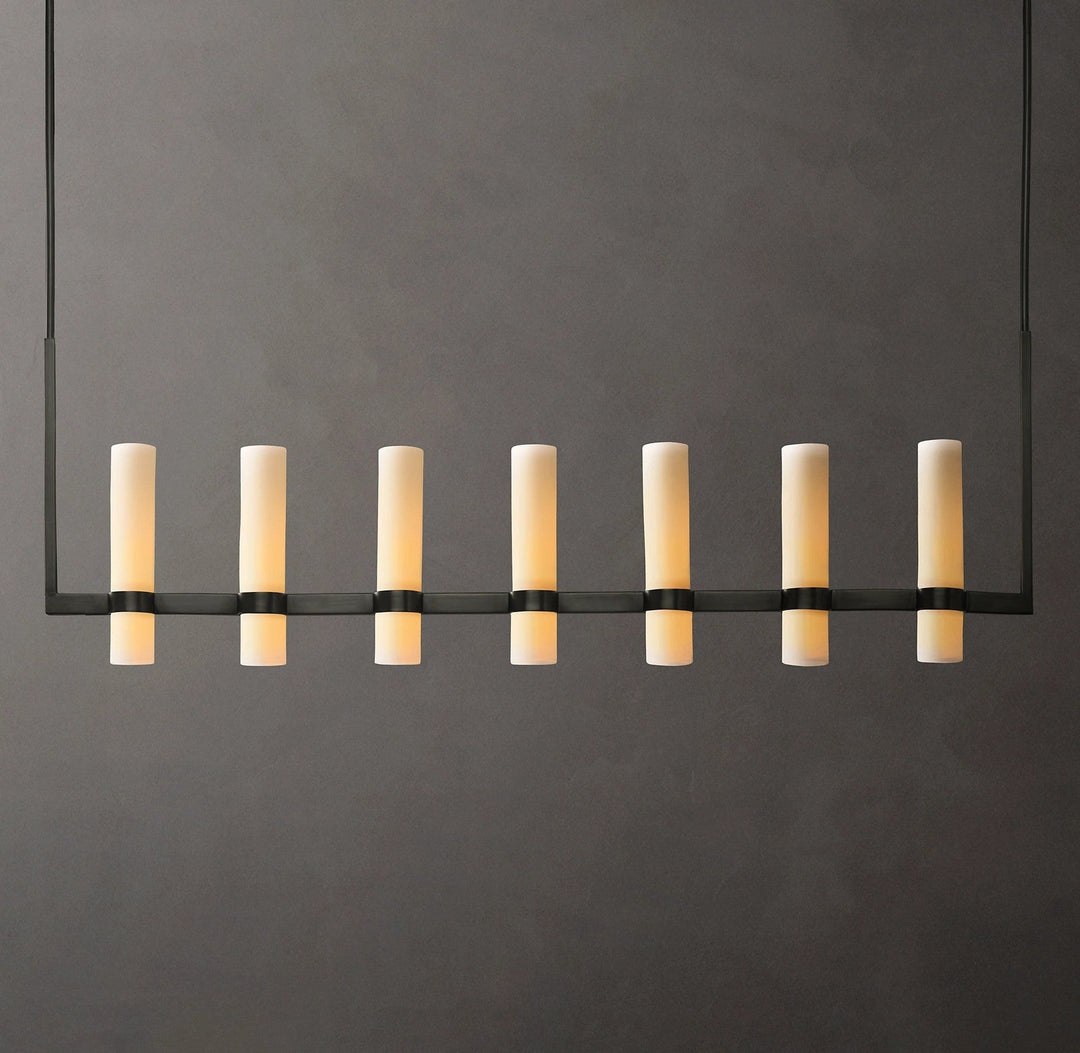 Rata Linear Milk Glass Chandelier 59"