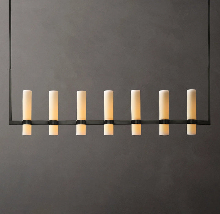 Rata Linear Milk Glass Chandelier 59"