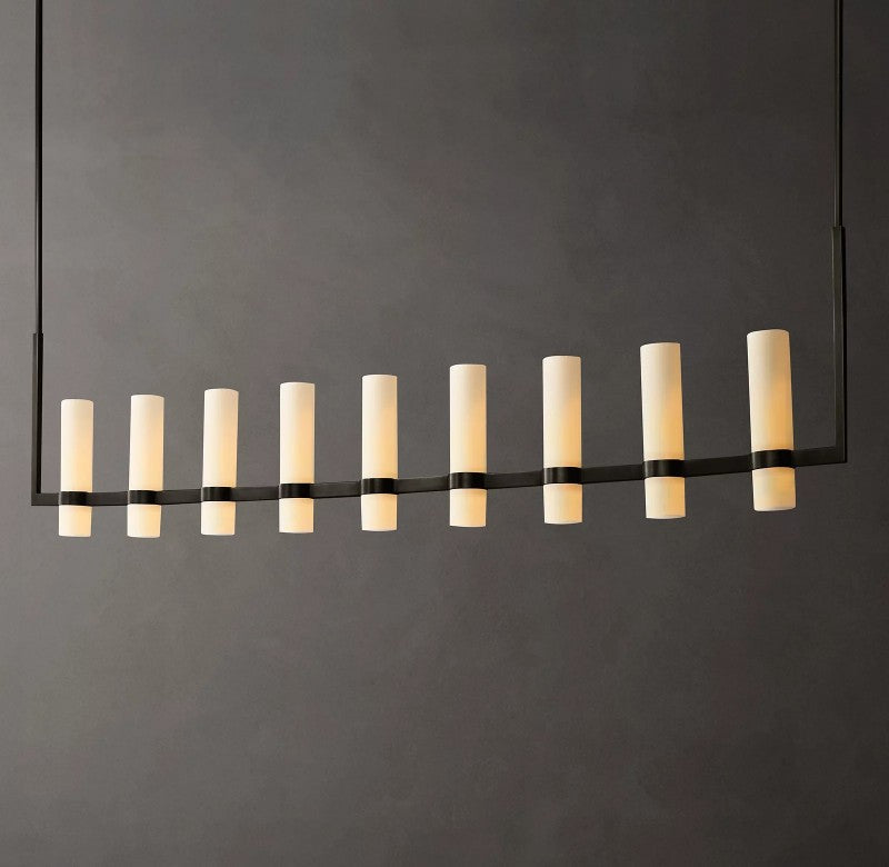 Rata Linear Milk Glass Chandelier 71"