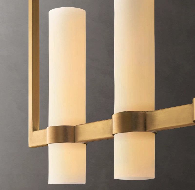 Rata Linear Milk Glass Chandelier 71"