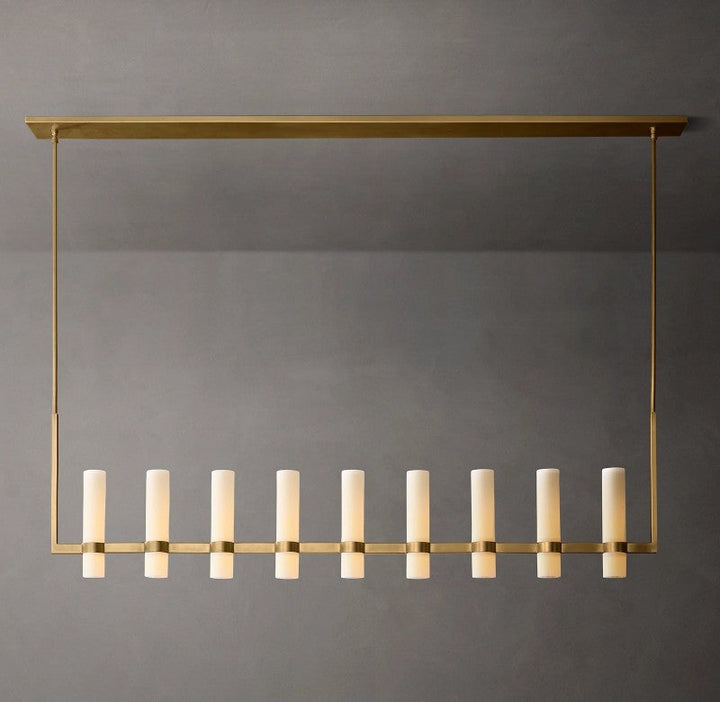 Rata Linear Milk Glass Chandelier 71"