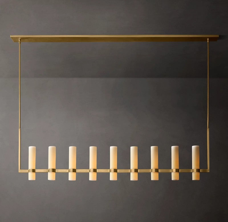 Rata Linear Milk Glass Chandelier 71"
