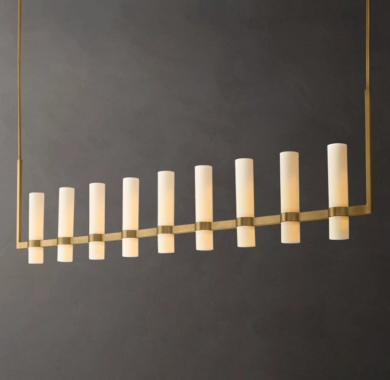 Rata Linear Milk Glass Chandelier 71"