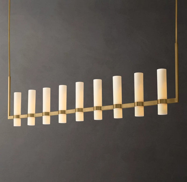Rata Linear Milk Glass Chandelier 71"