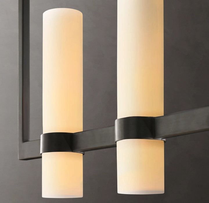 Rata Linear Milk Glass Chandelier 71"