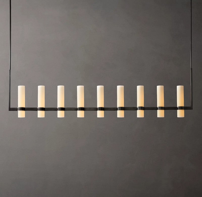 Rata Linear Milk Glass Chandelier 71"