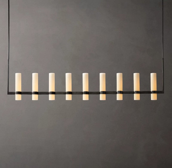 Rata Linear Milk Glass Chandelier 71"