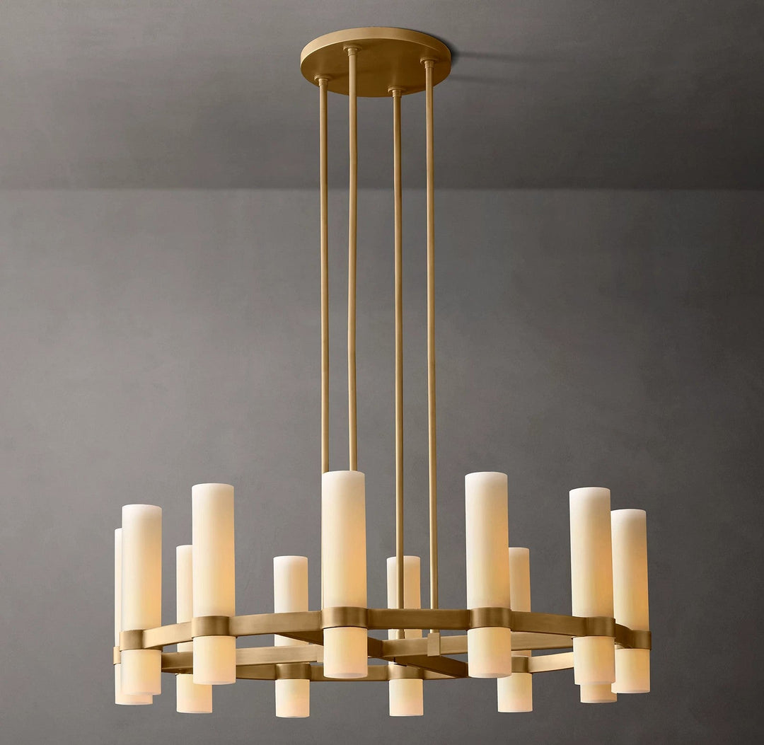 Rata Round Milk Glass Chandelier 36"