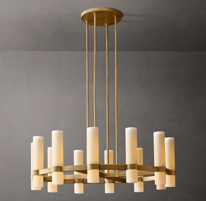 Rata Round Milk Glass Chandelier 36"