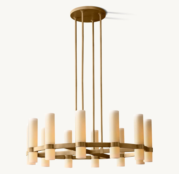 Rata Round Milk Glass Chandelier 36"