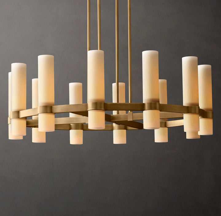 Rata Round Milk Glass Chandelier 36"