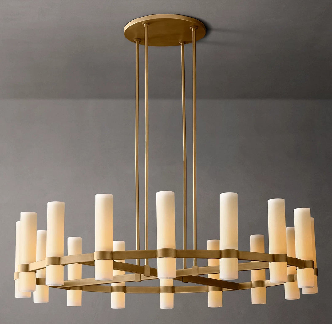 Rata Round Milk Glass Chandelier 48"