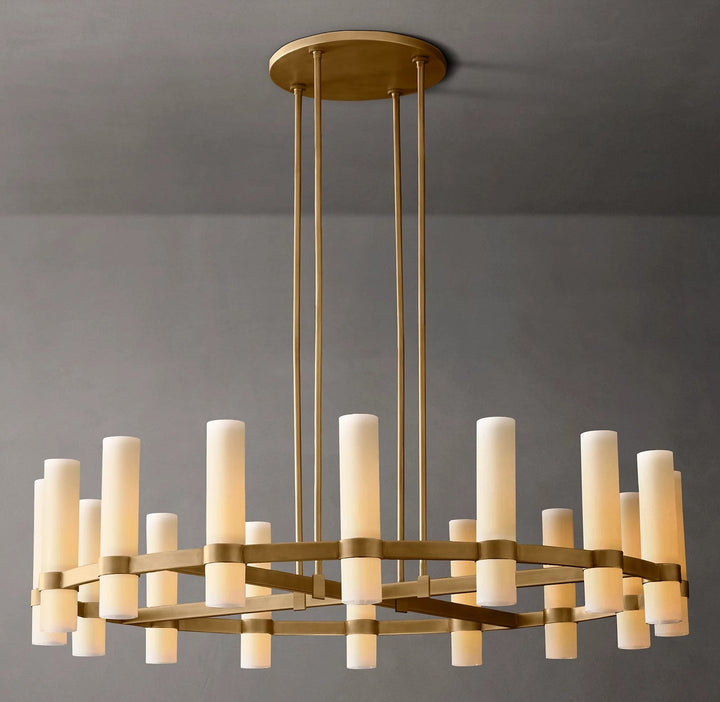 Rata Round Milk Glass Chandelier 48"