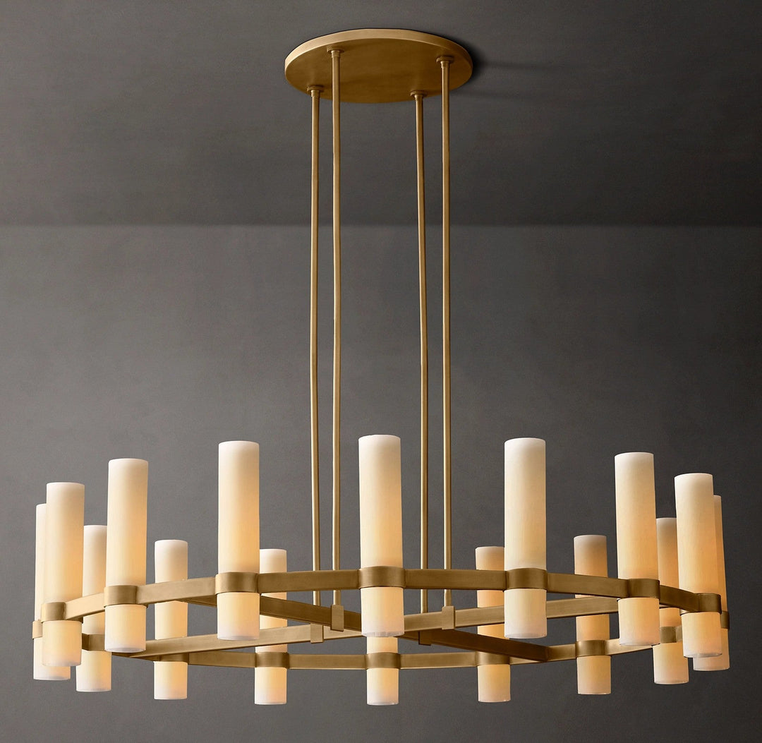 Rata Round Milk Glass Chandelier 48"