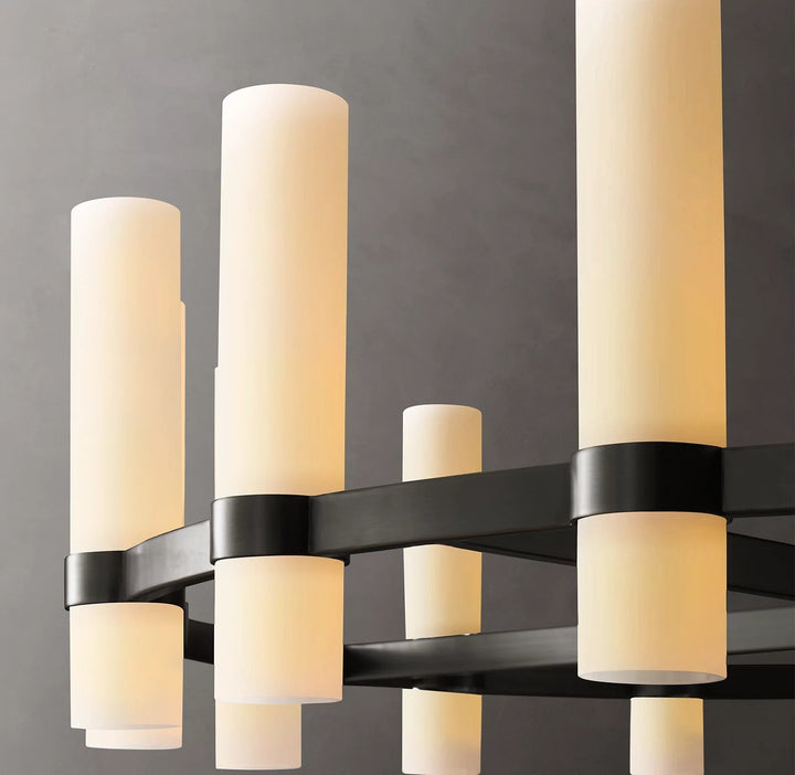 Rata Round Milk Glass Chandelier 48"