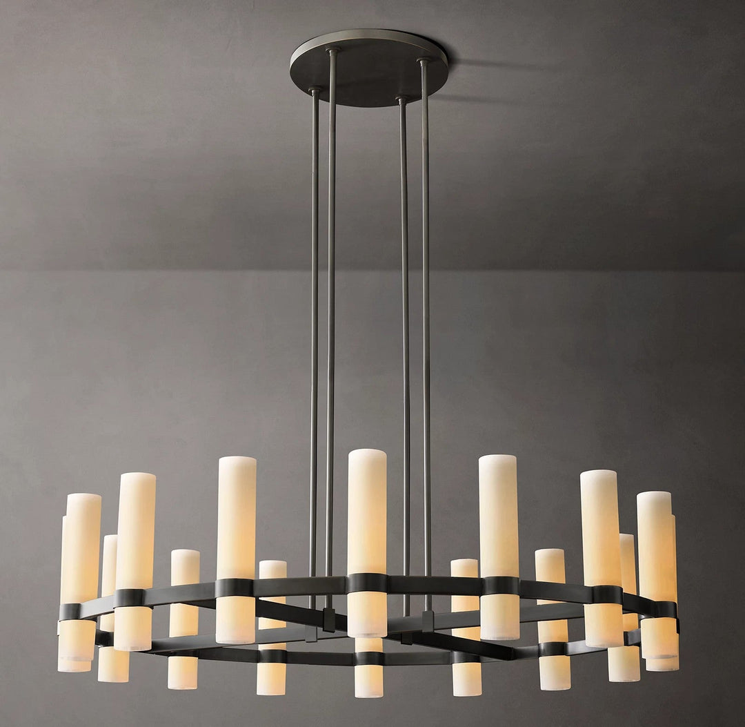 Rata Round Milk Glass Chandelier 48"