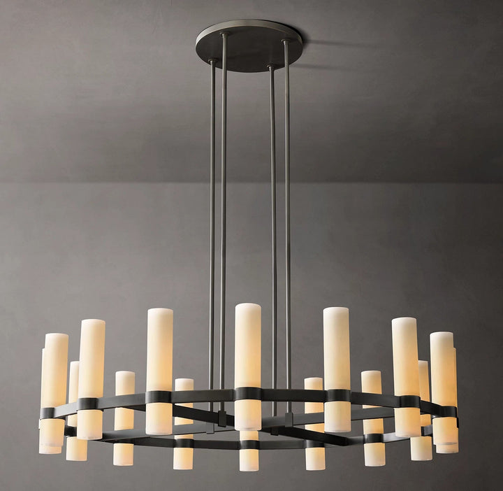 Rata Round Milk Glass Chandelier 48"
