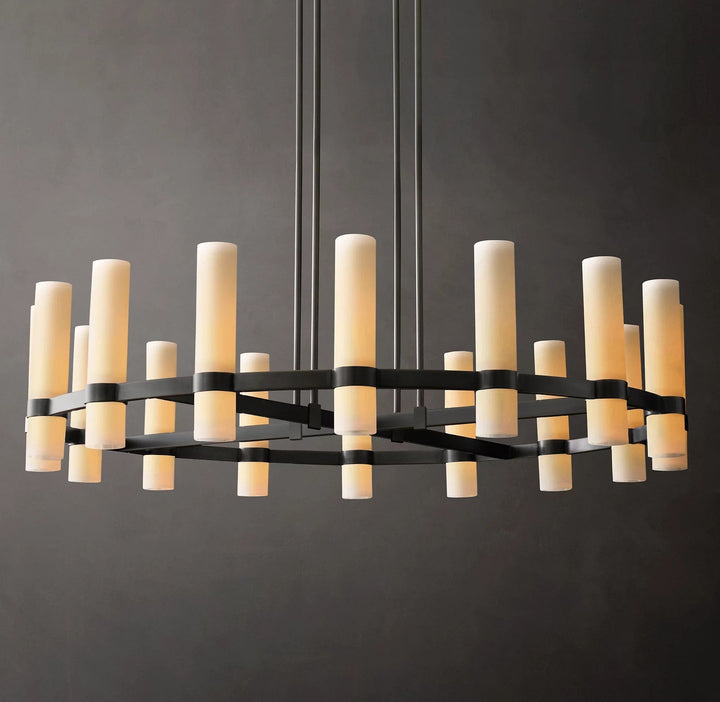 Rata Round Milk Glass Chandelier 48"