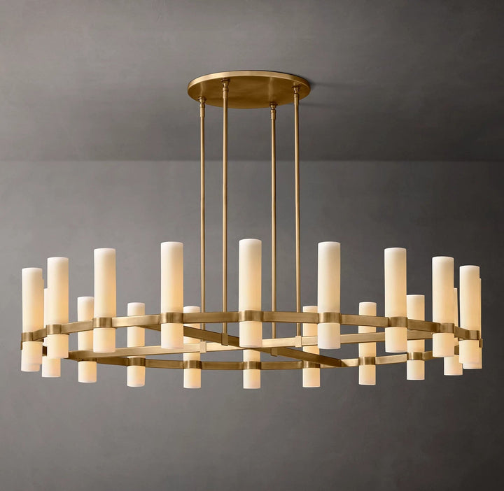 Rata Round Milk Glass Chandelier 60"