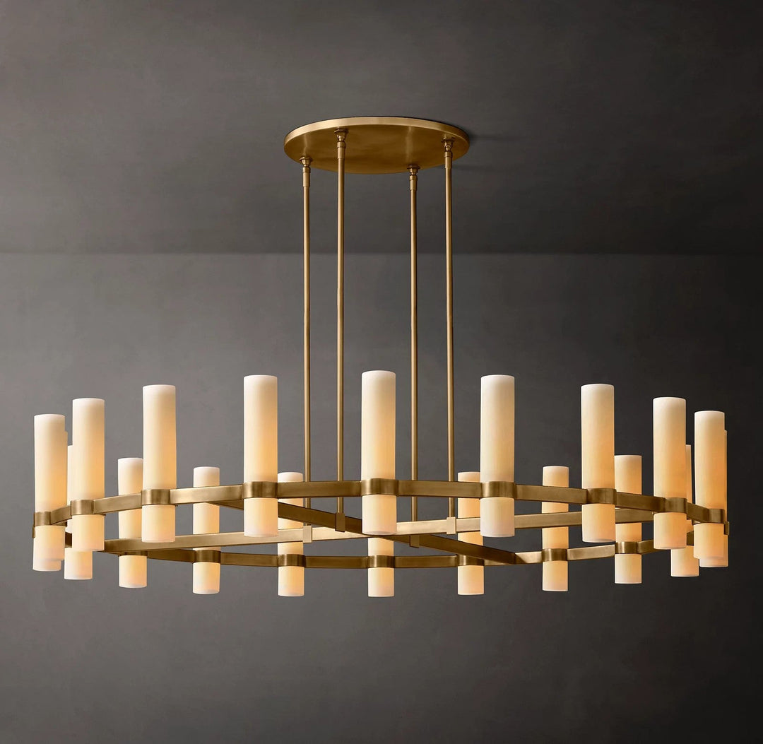 Rata Round Milk Glass Chandelier 60"