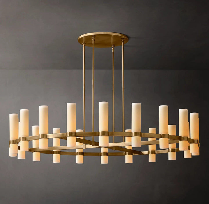 Rata Round Milk Glass Chandelier 60"