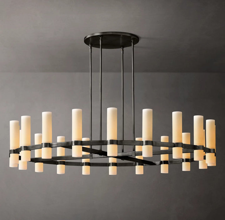 Rata Round Milk Glass Chandelier 60"
