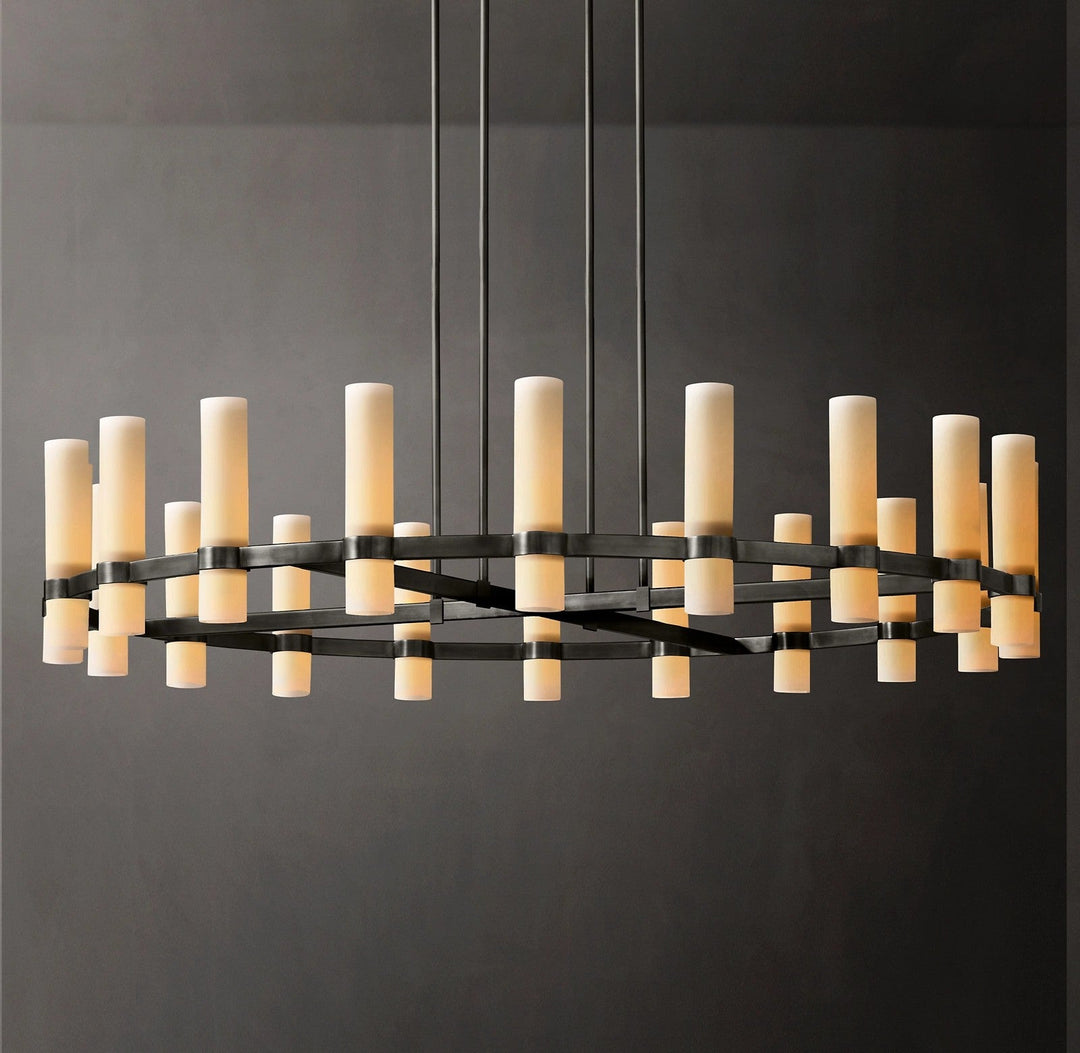 Rata Round Milk Glass Chandelier 60"
