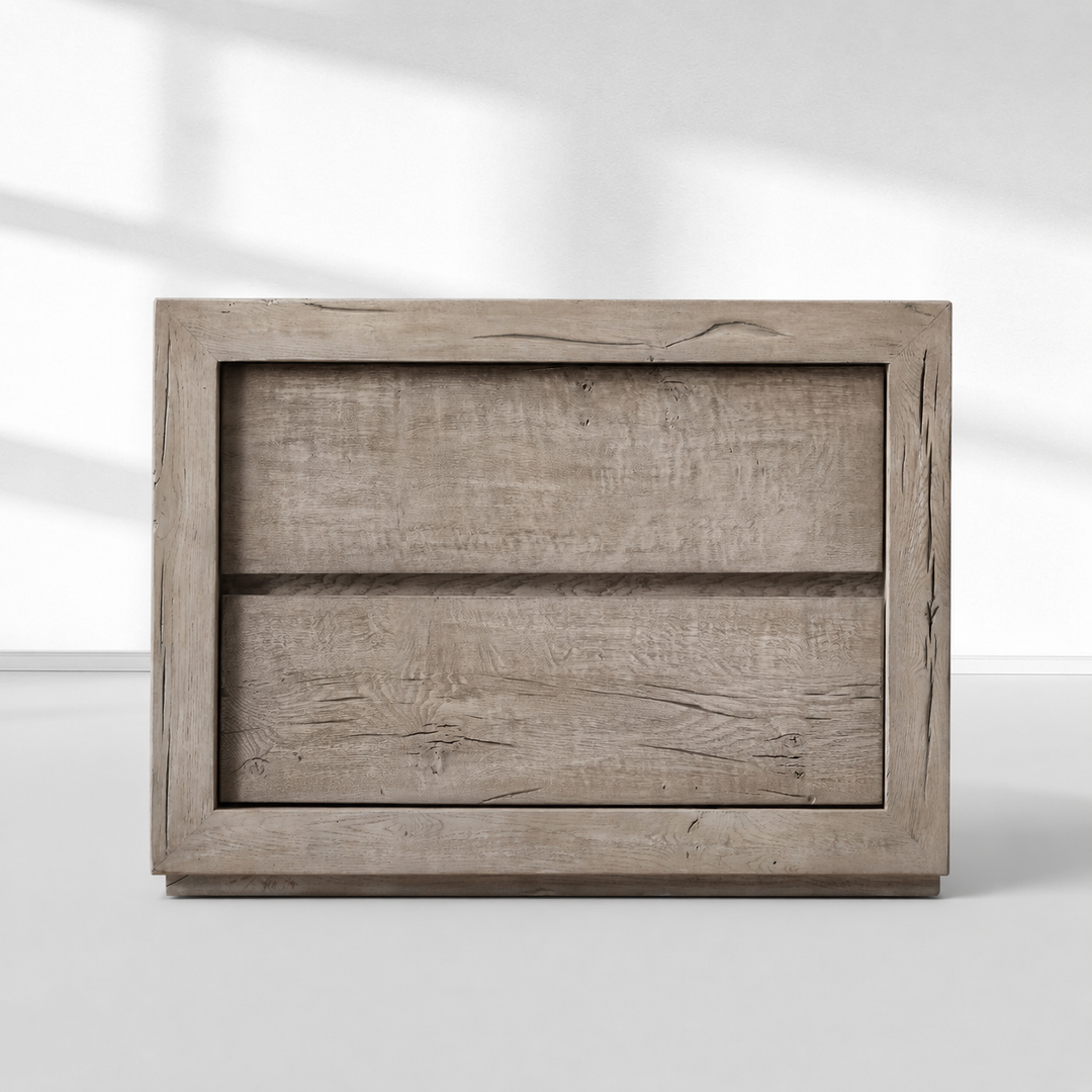 Oak 2-Drawer Nightstand