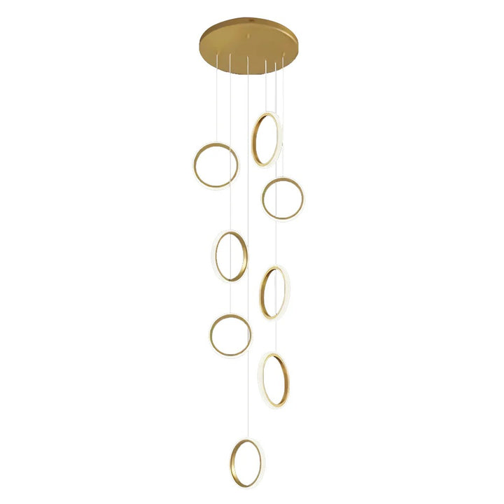 Ring Staircase Chandelier Light Gold LED Ceiling Light