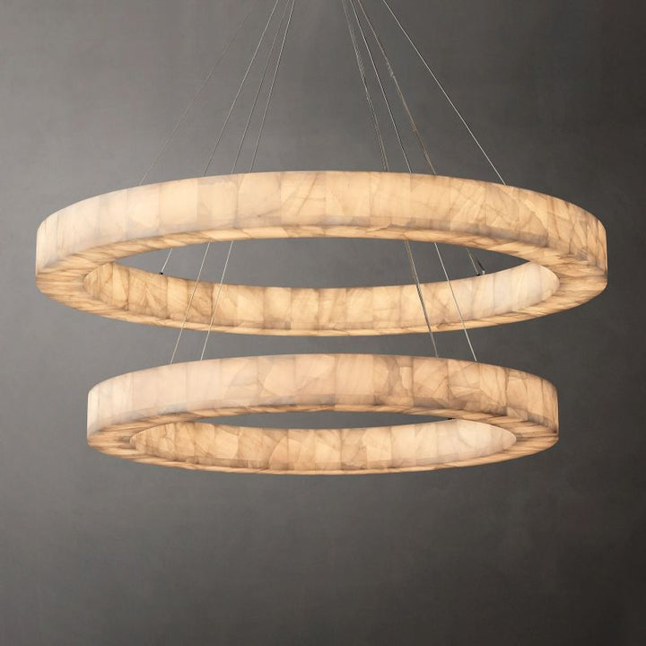 Rivage 2-Tier Round Calcite Chandelier 60"