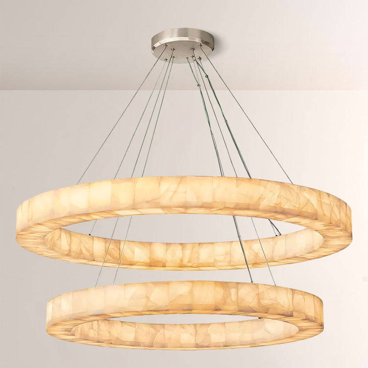 Rivage 2-Tier Round Calcite Chandelier 60"