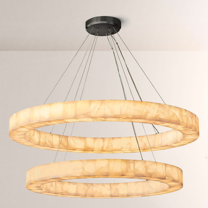 Rivage 2-Tier Round Calcite Chandelier 60"