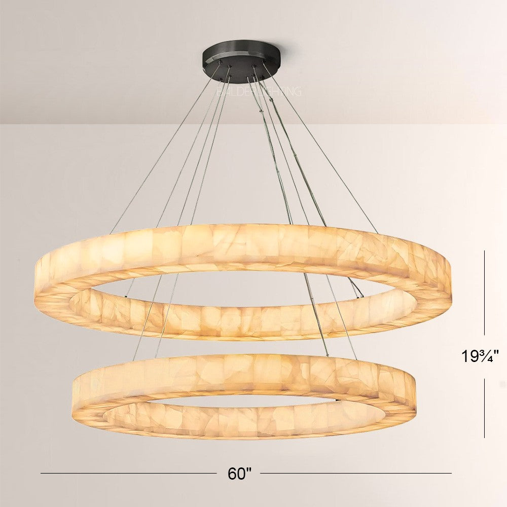 Rivage 2-Tier Round Calcite Chandelier 60"
