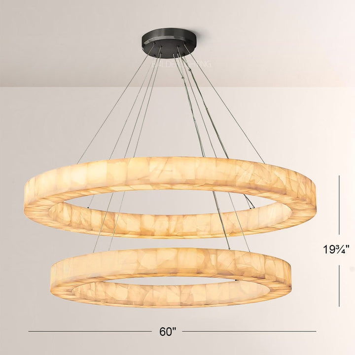 Rivage 2-Tier Round Calcite Chandelier 60"