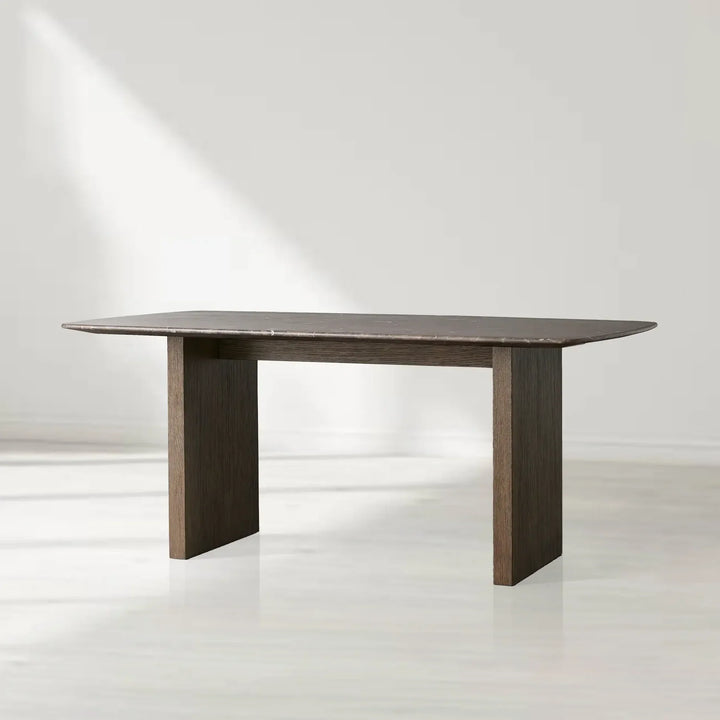 Sailor Germain Rectangular Marble Top Dining Table with Clement Wood Base