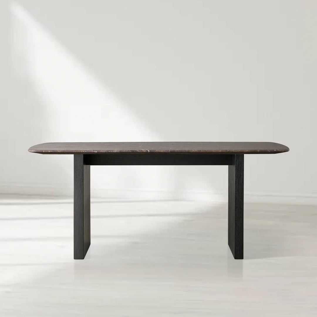Sailor Germain Rectangular Marble Top Dining Table with Clement Wood Base